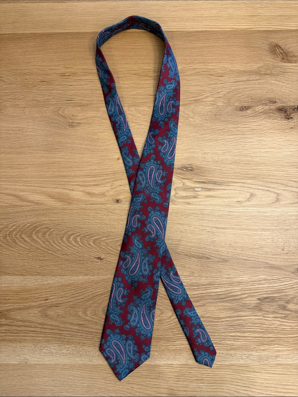 Geoffrey Beene Burgundy Tie with Blue Paisley